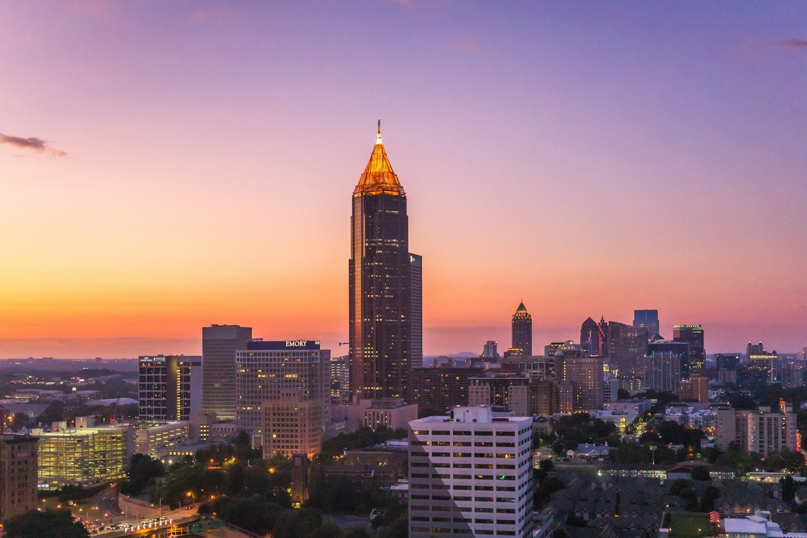 The Atlanta skyline at sunset