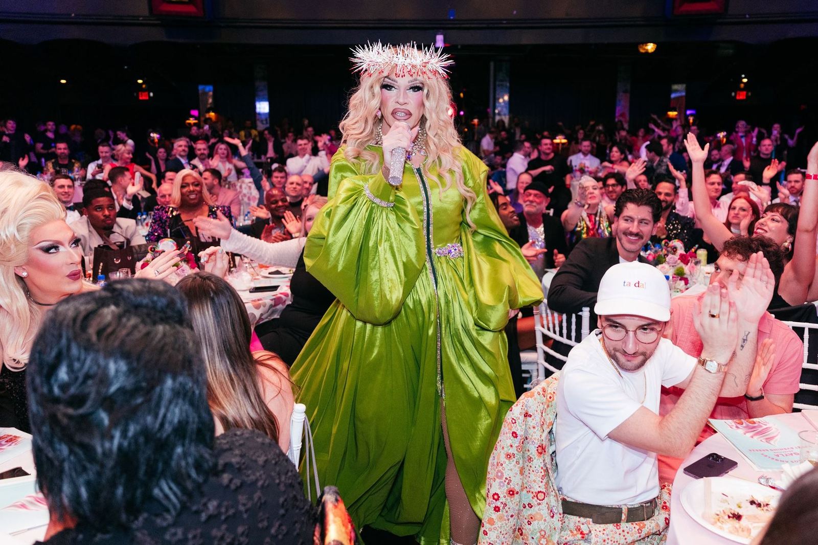 The crowd on its feet for a performer at the LA Gayla